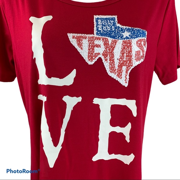 New BILLY BOB’S Texas Love Sequin Tee T-Shirt XL Bling - Picture 2 of 11
